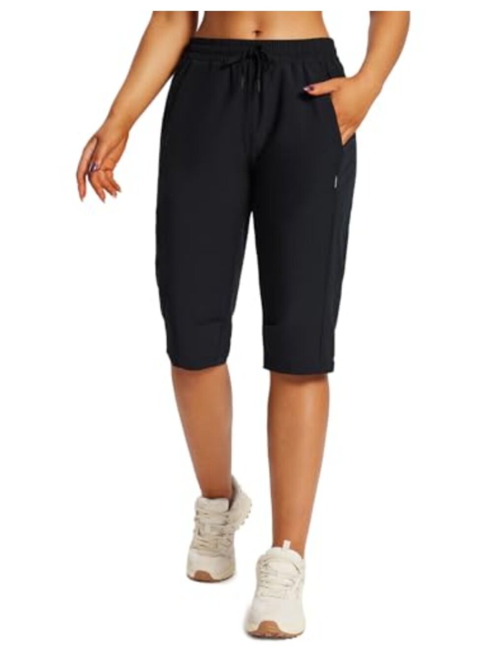 Women's Below Knee Hiking Cargo Shorts Quick Dry Elastic Waist